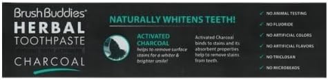 Brush Buddies Charcoal Toothpaste (2 Pack), 3.5 oz | Activated Charcoal Whitening Toothpaste | Fluoride-Free, Cool Mint | Herbal for Sensitive Teeth, Bad Breath & Stains