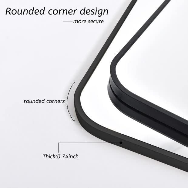 30" x 48"Bathroom Mirror, Matte Black Wall Mirror with Metal Frame, Decorative Rectangular Vanity Mirror for Bedroom Bathroom Living Room Entryway (Horizontal/Vertical)-StrideForce Fitness