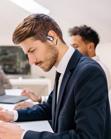 Open Ear Clip Wireless Earbuds Bone Conduction Headphones, Bluetooth 5.4, Open Ear Design, Built-in Mic, IPX7 Waterproof, LED Display Charging Case,Ear Hooks Ear Buds,Design for Running Fitness-StrideForce Fitness