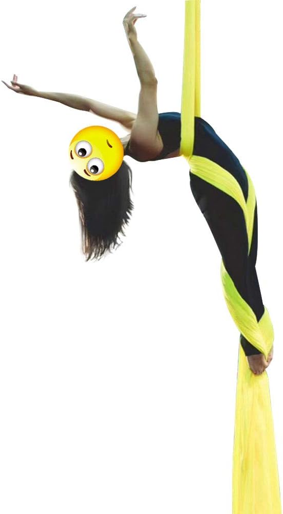 DASKING Aerial Silks Starter Kit - Durable 11Yards of Aerial Yoga Hammock with Hardware, Aerial Swing for Acrobatic Flying Yoga & All Levels (Aerial Rigging Point Up to 14ft)-StrideForce Fitness