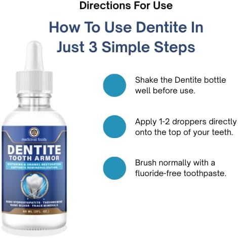 Original Dentite Tooth Armor Liquid | Nano Hydroxyapatite Remineralization Drops to Restore Tooth Enamel & Support Sensitivity Relief | at-Home Enamel Repair for Stronger Teeth | 60 ml