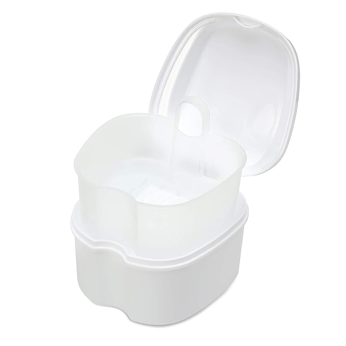 Annhua Dental Orthodontic Retainer Case Cleaning, Denture Cup Holder Case Travel, Denture Retainer Bath Box Storage Soaking Box