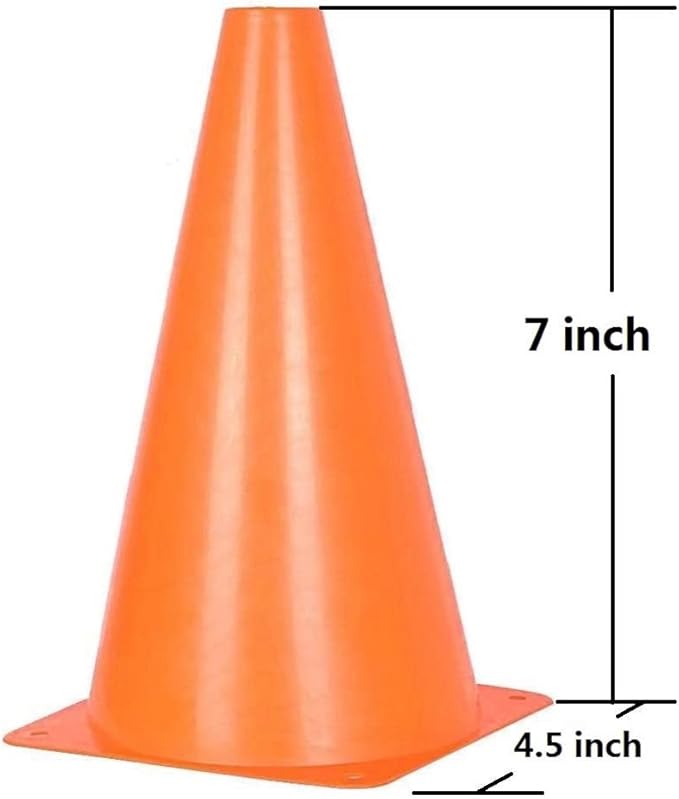 Soccer Cones (7 Inch 25 Pack), Agility Training Sports Cone Plastic with Carry Bag for Kids Football Basketball Drills Field Markers,