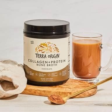 TERRA ORIGIN Collagen Peptides Powder | Bone Broth Hydrolized Collagen Type I and III Protein Supplement | for Women and Men Hair, Skin, Nail and Joint Support | Chocolate (20 Servings)-StrideForce Fitness
