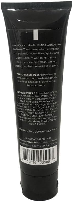 Colloidal Silver Toothpaste w/Coral Calcium & Xylitol - Bubble Berry - Remineralize Tooth Enamel - SLS & Fluoride Free Cavity Protection - Gum Health - Bad Breathe - Gingivitis - Mild Flavor - 3.4oz