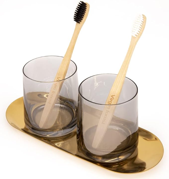 Virgin Forest Bamboo Toothbrushes, 8 Pcs Soft Bristle Toothbrush, Eco-Friendly Toothbrushes, Biodegradable Toothbrushes, Natural Wooden Toothbrush, Charcoal Toothbrushes