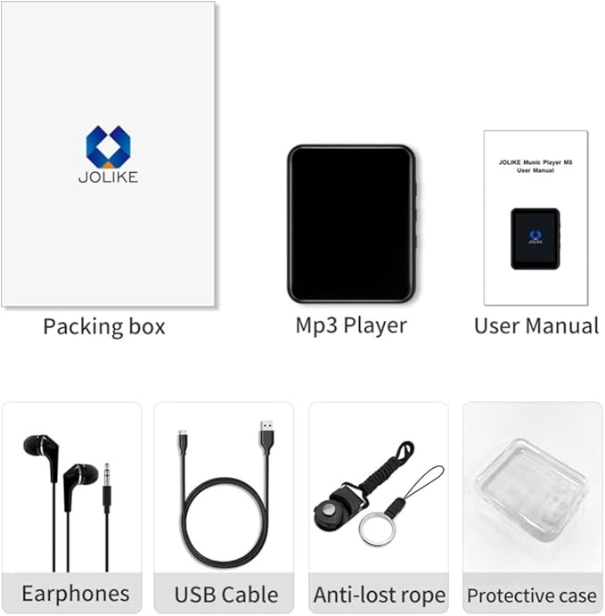 64GB MP3 Player Bluetooth 5.3 Touch Screen Music Player Portable mp3 Player with Speakers high Fidelity Lossless Sound Quality mp3 FM Radio Recording e-Book MP3 Player Support (128GB)-StrideForce Fitness