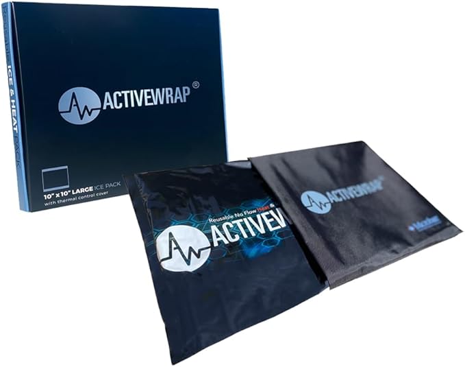Ice Pack for Injuries Reusable, Hot Cold Packs for Pain Relief, First Aid & Injury Recovery. Individual Pack Cover Included for use in ActiveWrap Hip, Knee or Back Ice Wraps Lg, 10 x 10 inches-StrideForce Fitness