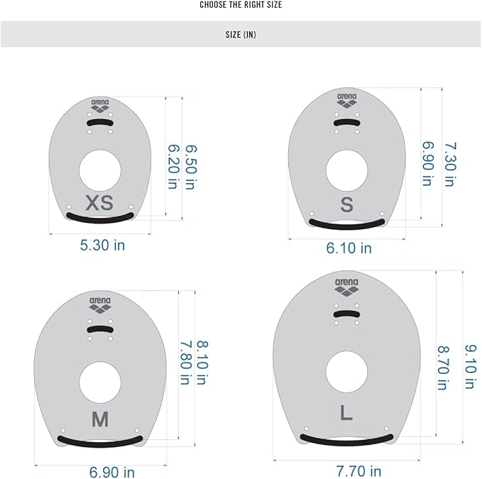 arena Unisex Elite Hand Paddle 2 for Lap Swimming and Technique Training, Swim Equipment for Men and Women, 4 Sizes-StrideForce Fitness