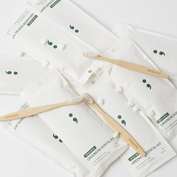 ECOAND Greenerb Dental Kit - Eco-Friendly Bamboo Toothbrush & Solid Toothpaste Tablets | Travel & Zero-Waste Oral Care Set