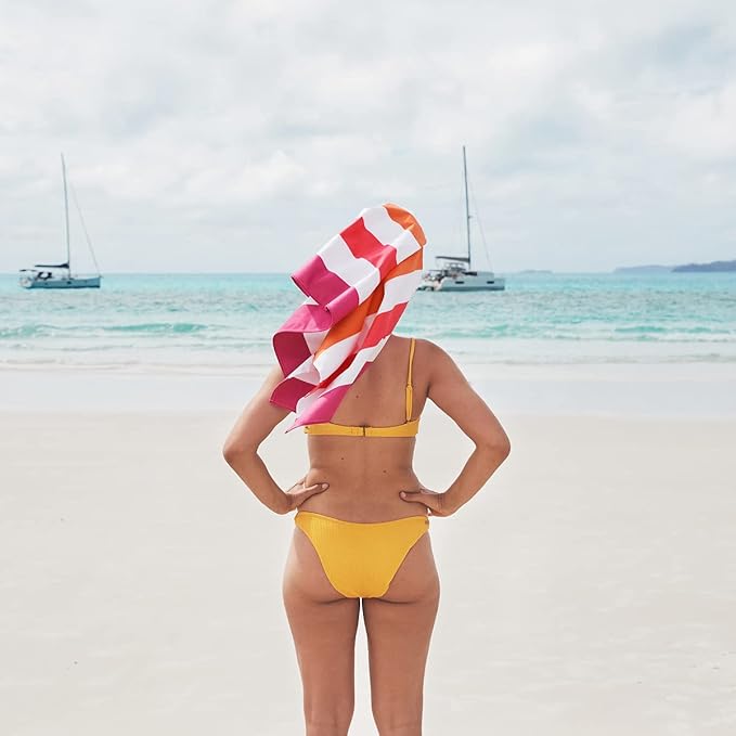 Dock & Bay Beach Towel - Quick Dry, Sand Free - Compact, Lightweight - 100% Recycled - Includes Bag - Summer - Peach Sunrise - Extra Large (200x90cm, 78x35)-StrideForce Fitness