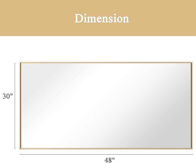 30x48 Inch Orange Gold Bathroom Mirror for Wall, Aluminum Frame Rectangle Rectangular Vanity Mirror, Modern Large for Bedroom, Living Room, Horizontal or Vertical-StrideForce Fitness
