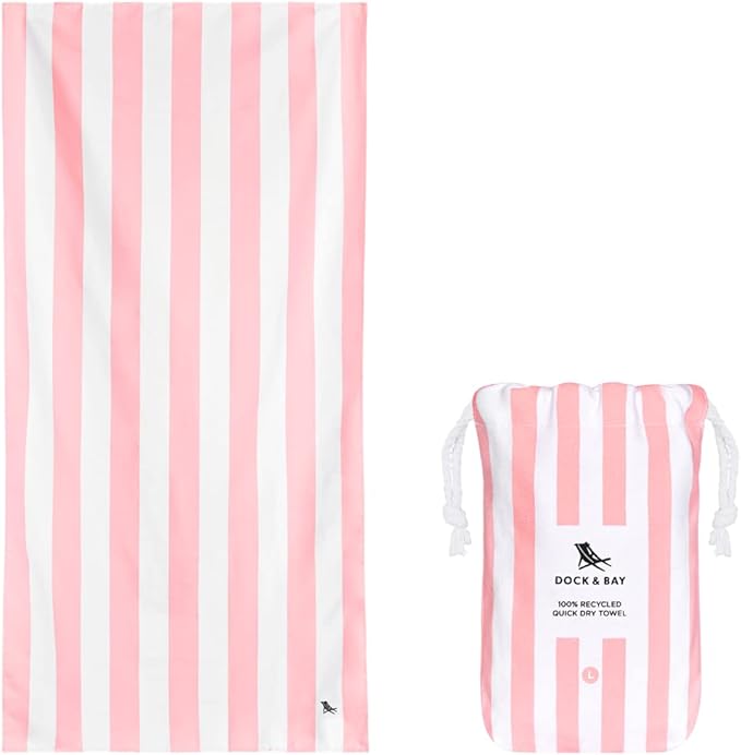 Dock & Bay Quick Drying Towel - for Sports & Gym - Compact, Lightweight - 100% Recycled - Includes Bag - Cabana - Malibu Pink, Medium (130x70cm, 51x27)-StrideForce Fitness