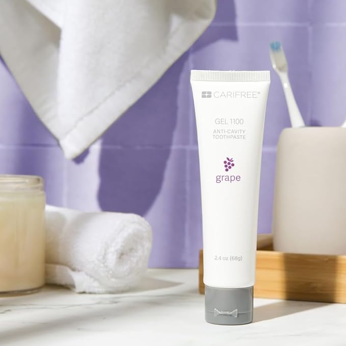 CariFree Gel 1100, Grape Flavored, Anti-Cavity Fluoride Toothpaste with Nano Hydroxyapatite for pH Neutralization, Enamel Protection, Dentist Recommended, Dentist Developed, 2.4 Ounce (Pack of 4)