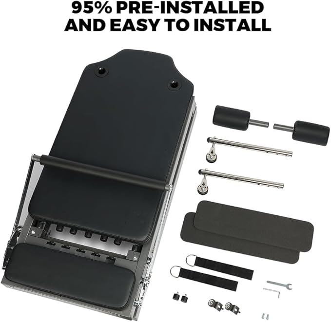 ONETWOFIT Pilates Reformer, Foldable Pilates Machine & Equipment for Home Gym Workout Suitable for Advanced and Beginners Max 440LBS Gray-StrideForce Fitness