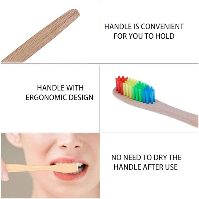 4pcs Colorful Toothbrushes Degradable Handles Ergonomic Anti-Slip Design Manual Travel and Home Use for Oral Care