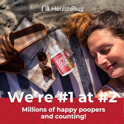 Health Plus Super Colon Cleanse 15 Day Supply of Gentle Gut Cleanse Detox, Psyllium Husk, Probiotics for Constipation Relief & Digestive Support, 60 Capsules-StrideForce Fitness