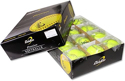 Baden Ballistic Leather Pitching Machine Softball 12" | Reinforced Kevlar Seams for Added Durability | Long Lasting Practice Softball | One Dozen-StrideForce Fitness