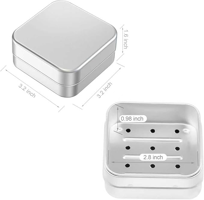 Aluminum Retainer Case Compatible with Invisalign,2 Pack Durable Denture Holder Orthodontic Aligner Holder Mouth Guard Case Retainer Soaking Cups for Travel, Camping, Office