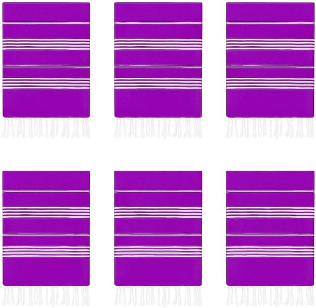 HAVLULAND Turkish Beach Towels Oversized -100% Turkish Cotton Super Soft Lightweight - Absorbent and Quick Drying Bath Towel - Sand Free Beach Towel - Turkish Towels for Adults (Purple, 6 Pack)-StrideForce Fitness