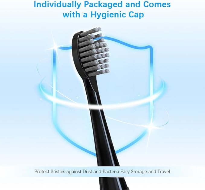 Replacement Brush Heads for ๐ช๐ฎ๐๐ฒ๐ฟ๐ฝ๐ถ๐ธ ๐๐จ๐ง๐ข๐-๐
๐ฎ๐ฌ๐ข๐จ๐ง 2.0 Flossing Toothbrush Head fit (SF-01/ SF-02/ SF-03/ SF-04) 3 Pack Black Soft Bristles with Caps (Black-Grey, Full Size)