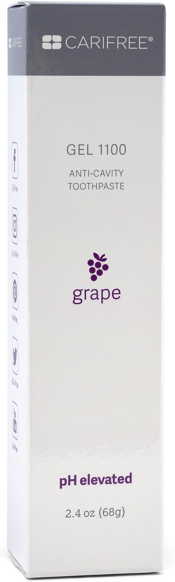 CariFree Gel 1100, Grape Flavored, Anti-Cavity Fluoride Toothpaste with Nano Hydroxyapatite for pH Neutralization, Enamel Protection, Dentist Recommended for Kids and Adults, Dentist Developed