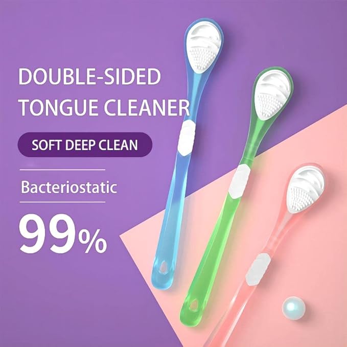 Y-Kelin Double-Side Desiged Tongue Scraper, Ultra-Soft Tongue Brush Tongue Cleaner (3 Pack)