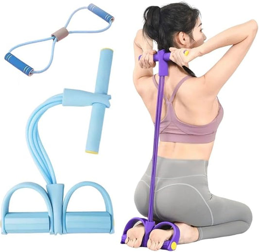 6 Tube Pedal Ankle Puller with 8 Shape Resistance Band, Fitness Resistance Bands for Women, Exercise Bands with Handles, Workout Bands for Abdomen, Waist, Leg, Hip-StrideForce Fitness