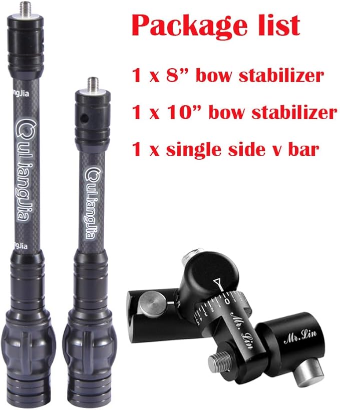 SHARROW Archery Bow Stabilizer Kit Carbon Fiber Stabilizer Dampen Weight Single Side V-bar Quick Disconnect for Compound Bow-StrideForce Fitness