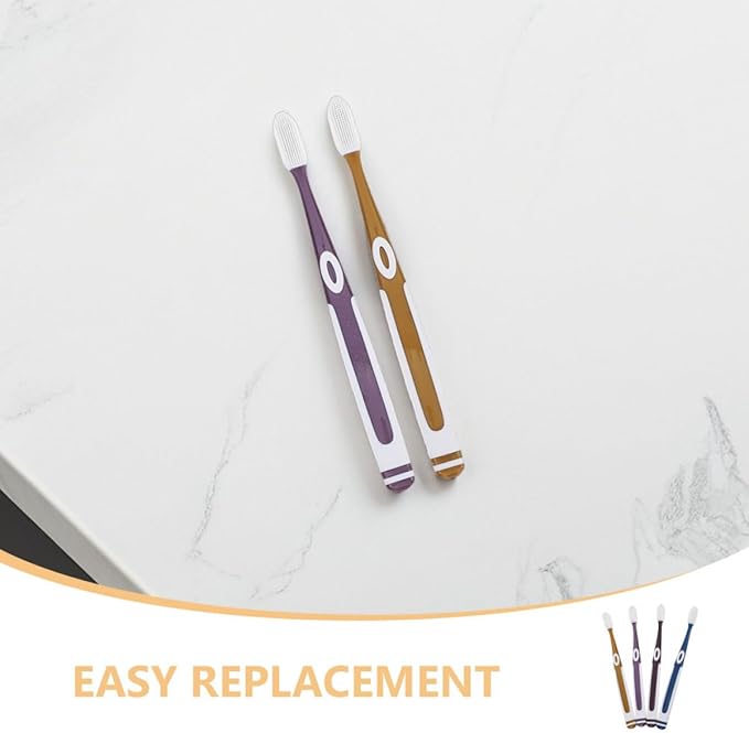 8PCS 8PCS Soft Bristle Silicone Toothbrush Replacement Heads Family for Adults Gentle Sensitive Gums Deep Cleaning Protective Travel-Friendly Oral Care