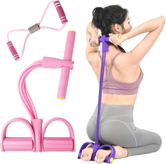 6 Tube Pedal Ankle Puller with 8 Shape Resistance Band, Fitness Resistance Bands for Women, Exercise Bands with Handles, Workout Bands for Abdomen, Waist, Leg, Hip-StrideForce Fitness