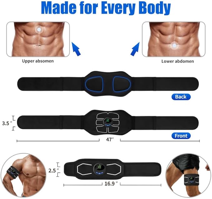 MarCoolTrip MZ Electronic Muscle Stimulator, Abs Stimulator Muscle Toner, Ab Machine Trainer for All Body, Fitness Strength Training Workout Equipment for Men and Women-StrideForce Fitness