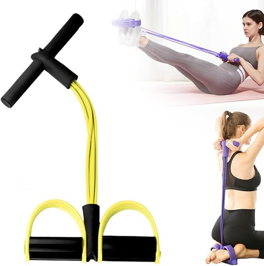 21 Fitness Resistance Bands-4 Tube Pedal Ankle Puller, Elastic Yoga Pedal Puller Resistance Band, Stretching Bands for Arm and Leg Workouts Abdomen, AB Training Auxiliary Device for Women Men-StrideForce Fitness