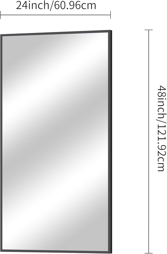 Bathroom Mirror,24x48 inch Wall Mirror for Bathroom Wall Mounted Black Rectangle Square Corner Mirrors, Black Bathroom Mirror for Living Room, Farmhouse, Bedroom Entryway, Horizontal/Vertical-StrideForce Fitness