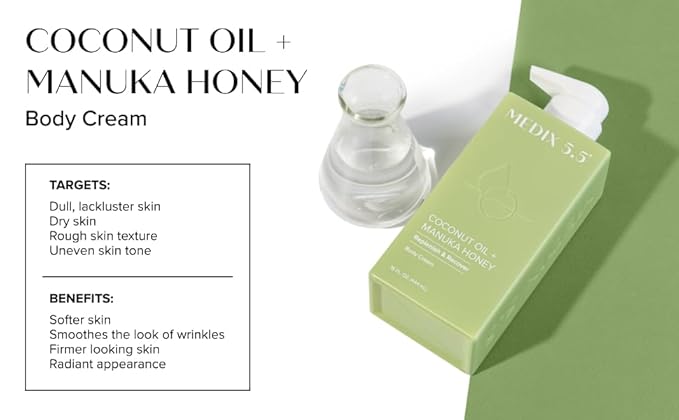 Medix 5.5 Brightening Vitamin C Cream + Coconut Oil Moisturizer Skin Care Set | Body Cream & Face Lotion Bundle | Firming Body Lotion Set For Women, Crepey Skin Treatment, Wrinkles, Cellulite, 2PC-StrideForce Fitness