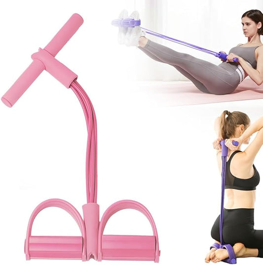21 Fitness Resistance Bands-4 Tube Pedal Ankle Puller, Elastic Yoga Pedal Puller Resistance Band, Stretching Bands for Arm and Leg Workouts Abdomen, AB Training Auxiliary Device for Women Men-StrideForce Fitness