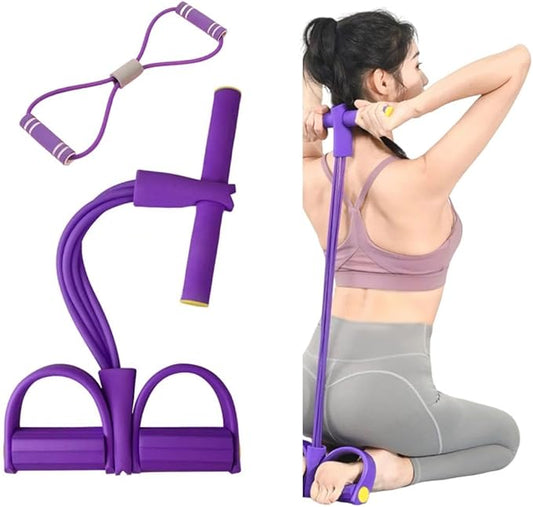 6 Tube Pedal Ankle Puller with 8 Shape Resistance Band, Fitness Resistance Bands for Women, Exercise Bands with Handles, Workout Bands for Abdomen, Waist, Leg, Hip-StrideForce Fitness
