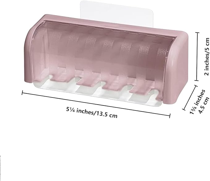 Toothbrush Holders for Bathrooms,Kids Toothbrush Holders with Cover,5 Slots Electric Tooth Brush Holder Wall Mounted Toothbrush Organizer,Shower Restroom Bathroom Accessories (Pink)