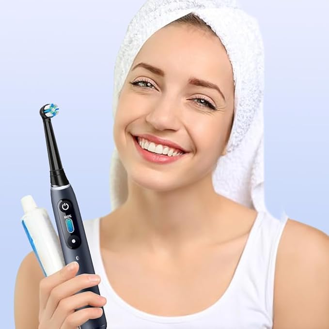 IO Replacement Heads Compatible with Oral B IO 2/3/4/5/6/7/8/9/10/Deep Clean Electric Toothbrushes, Brush Heads Compatible with Oral B IO with Medium Bristles (12 Black/White)
