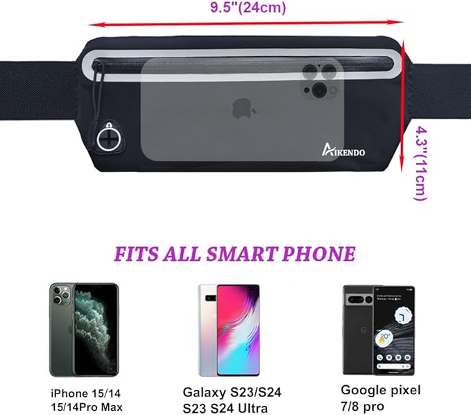 Slim Running Belt Fanny Pack Women Men,Runners Phone Holder Waist Bag,Run Pouch Waist Belt for Workout Jogging,Travel Money Belt Running Gear Accessories.