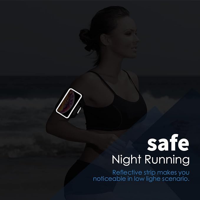 Running Armband with Earphone Bag Cell Phone Armband for iPhone 16/15/14/13/12 Pro, Galaxy S21/S20, Water Resistant Sports Phone Holder & Zipper Slot Car Key Holder for 6.4 inch Phone-StrideForce Fitness