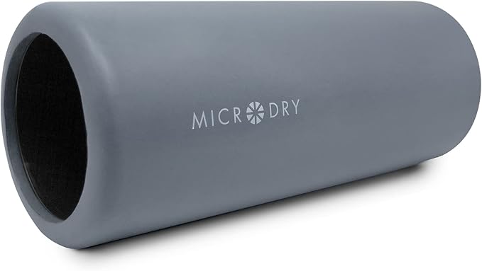 MICRODRY Deluxe Fitness Foam Back Roller for Muscle Relief, Roller for Yoga, Stretching, Deep Tissue Firm Massage & Trigger Point Release, Exercise Workout at Home or Gym, 13x5.3, Light Grey-StrideForce Fitness