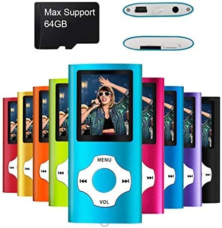 MYMAHDI Support TF Card USB Port Slim Small Multi-Lingual Selection 1.8 LCD Portable MP3/MP4, MP3 Player, MP4 Player, Video Player, Music Player, Media Player, Audio Player Blue-StrideForce Fitness