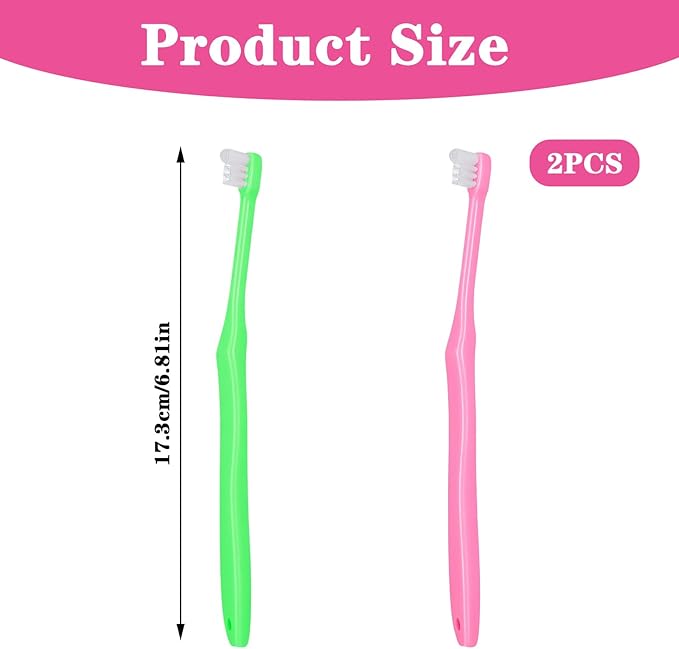 2Pcs Orthodontic Tooth Brush, Soft End Tapered Wisdom Toothbrush, Small Head End Tuft Toothbrush for Adult, Periodontal, Detail Cleaning (Pink Green)