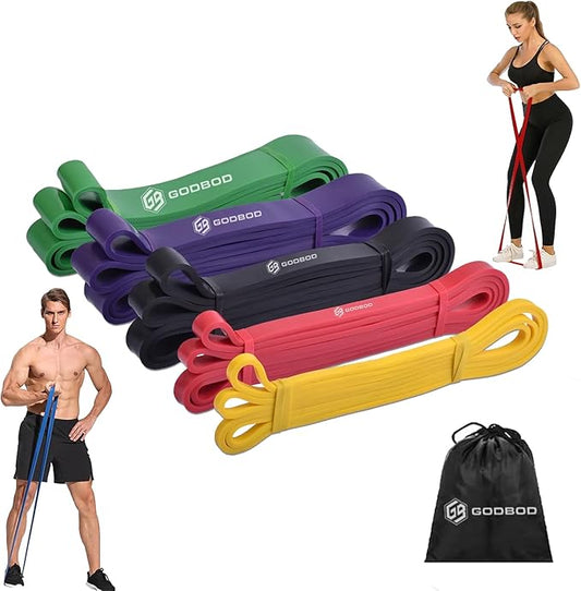 Resistance Bands Set – 5 Long Loop Bands for Home Workouts, Pull-Ups, Physical Therapy & Recovery – Heavy to Light Exercise Bands with Carry Bag – Durable Fitness Bands for Men & Women-StrideForce Fitness