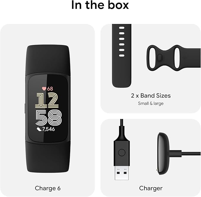 Fitbit Charge 6 Activity Tracker Heart Rate Monitoring 7-Day Battery,