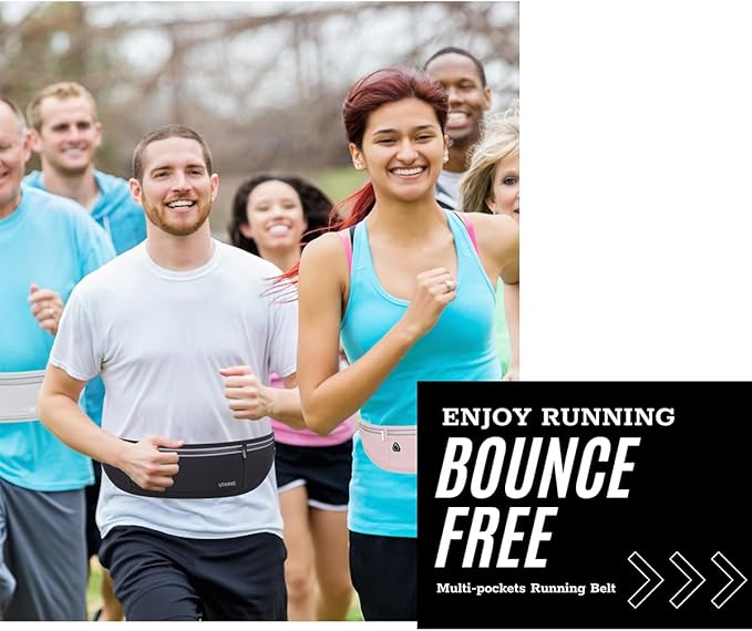 USHAKE Slim Running Belt, Workout Fanny Pack for Men Women,Exercise Waist Pack for Apple iPhone Holder, Runner Belt for Running Walking Cycling Camping Gym Light Blue-StrideForce Fitness