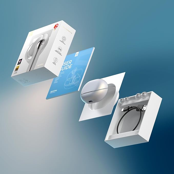 SoundPEATS Air5 Pro Adaptive Hybrid Noise Cancelling Wireless Earbuds, Qualcomm Snapdragon Sound, aptX™ Lossless, LDAC LE Hi-Res Audio, 6 Mics AI CVC 8.0 Call, 37H Playtime, IPX5 Waterproof, BT 5.4-StrideForce Fitness