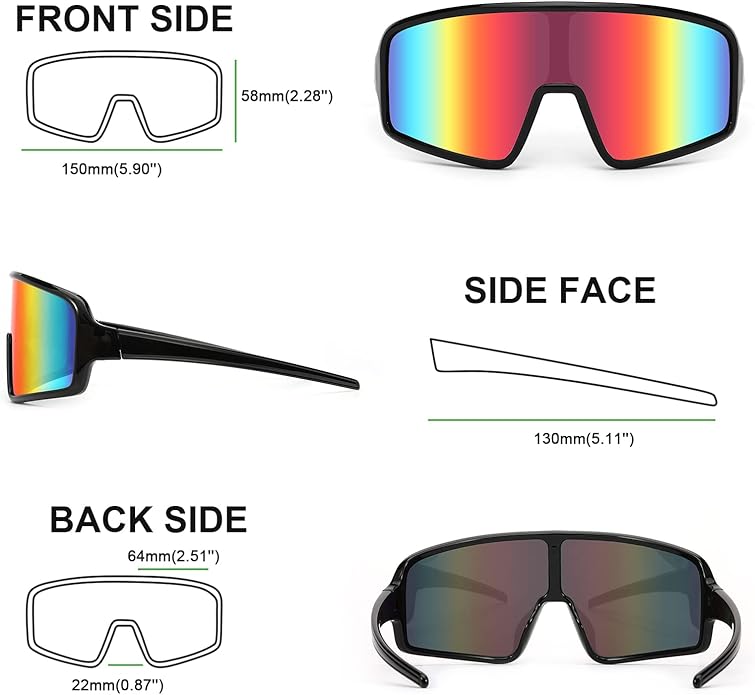 Karsaer Vision Sports Sunglasses Cycling Glasses Baseball Softball Sunglasses Unisex for Adult Youth Kids Boys Girls 8-16-StrideForce Fitness