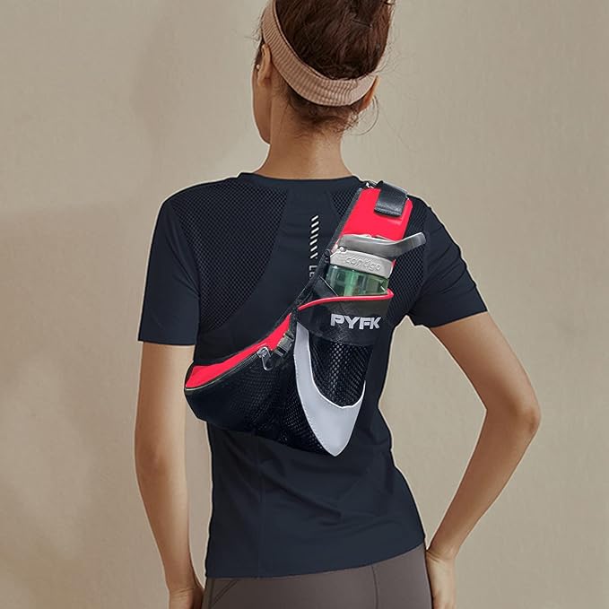 PYFK Running Belt Hydration Waist Pack with Water Bottle Holder for Men Women Waist Pouch Fanny Bag Reflective-StrideForce Fitness